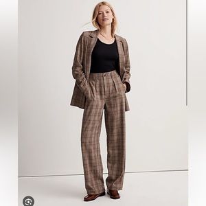 madewell neale straight-leg pant ghent plaid high rise trouser 0